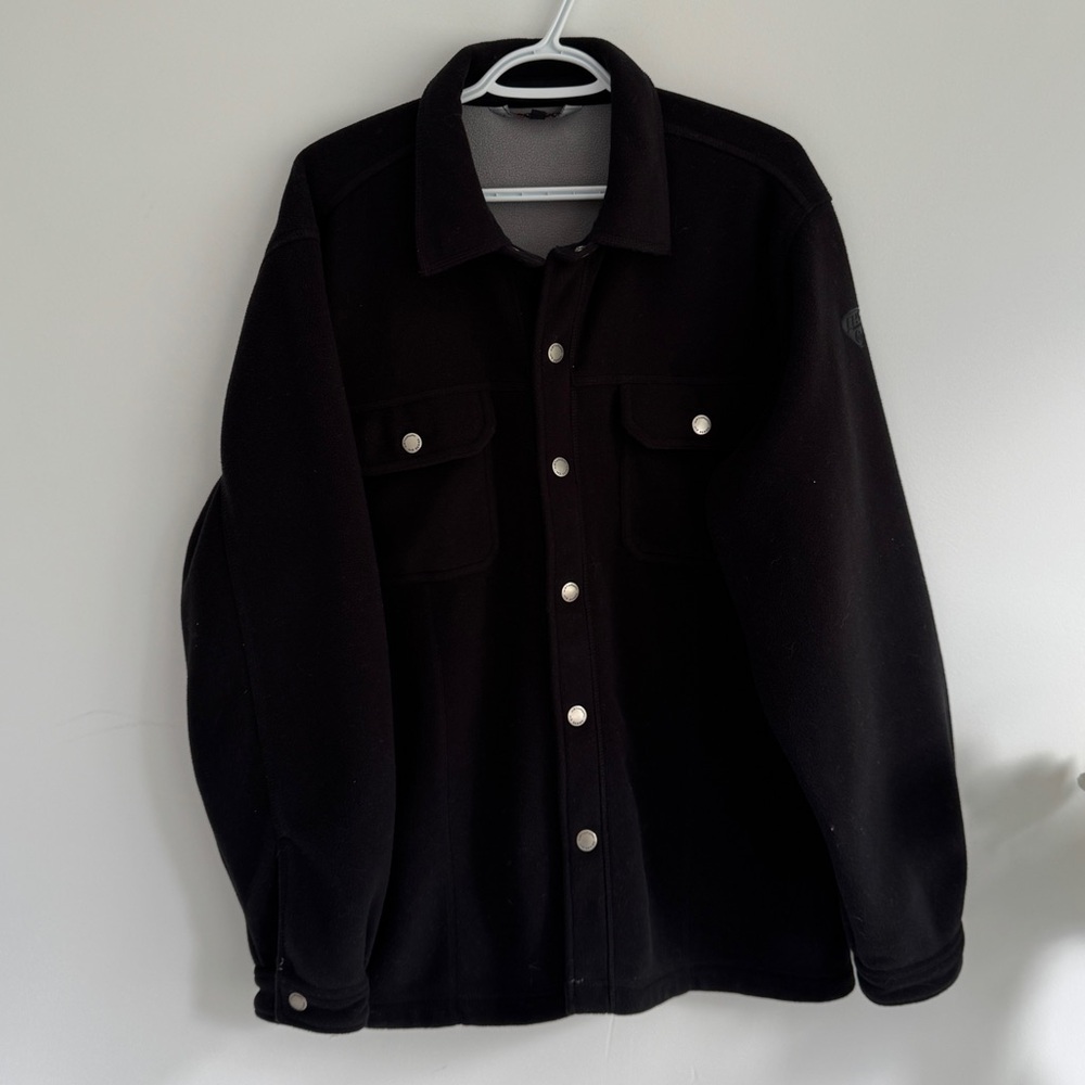 Hathaway HS Series Black Fleece Shacket Button Up Jacket Size L